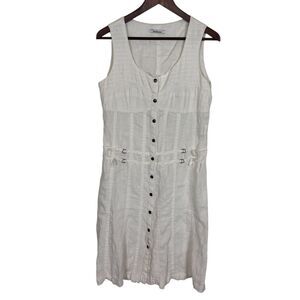 Steilmann Linen White Sleeveless Snap Front Dress Women’s US 6 German European